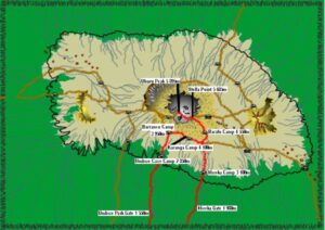 Umbwe route map on Kilimanjaro